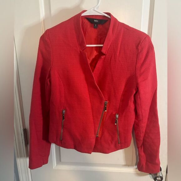 Massimo Red tweed  Women's Blazer with Zipper Accents size 6 EUC - Picture 1 of 3